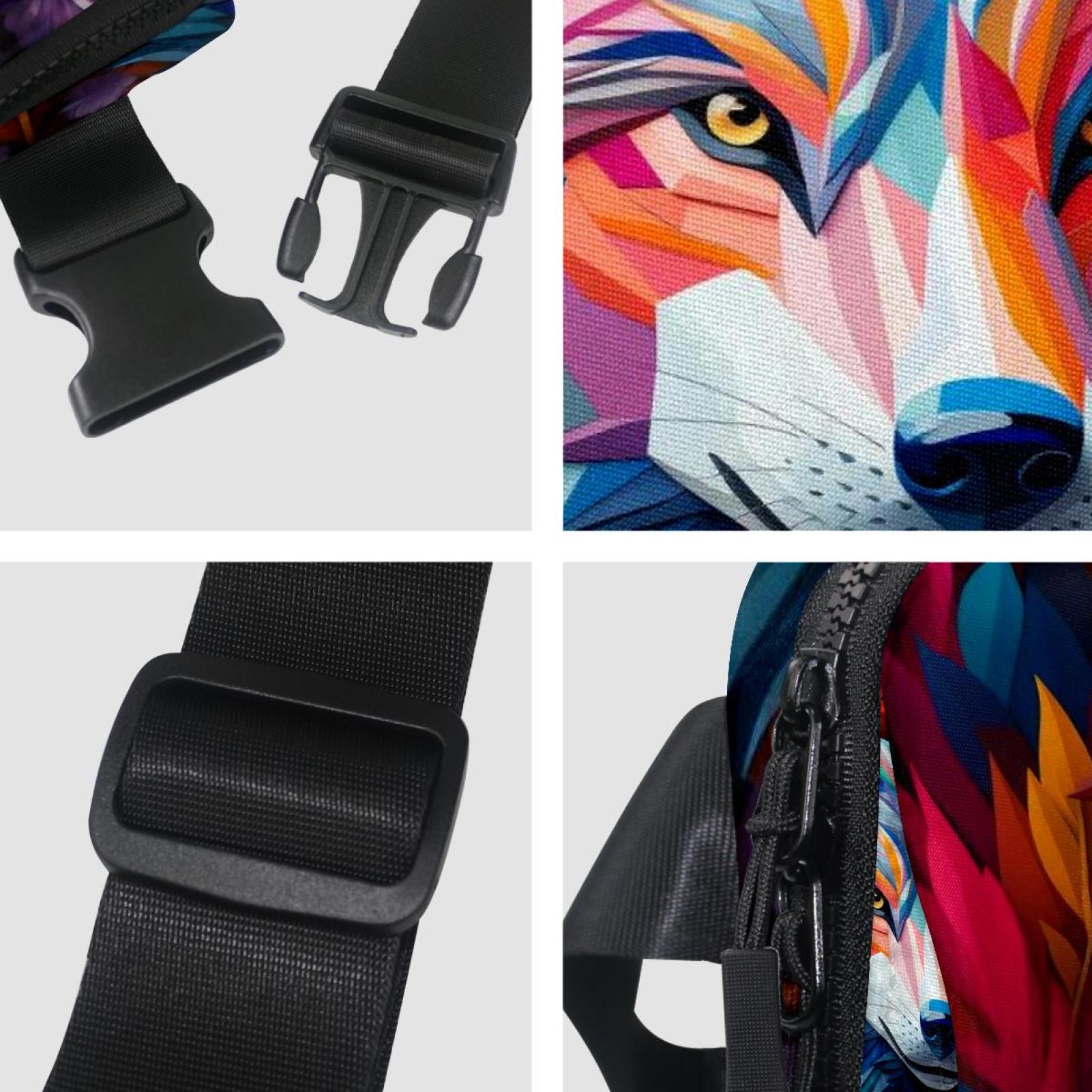 Wolf Running Belt Waist Bag Fanny Packs, Lightweight Adjustable with Extension Strap, Unisex