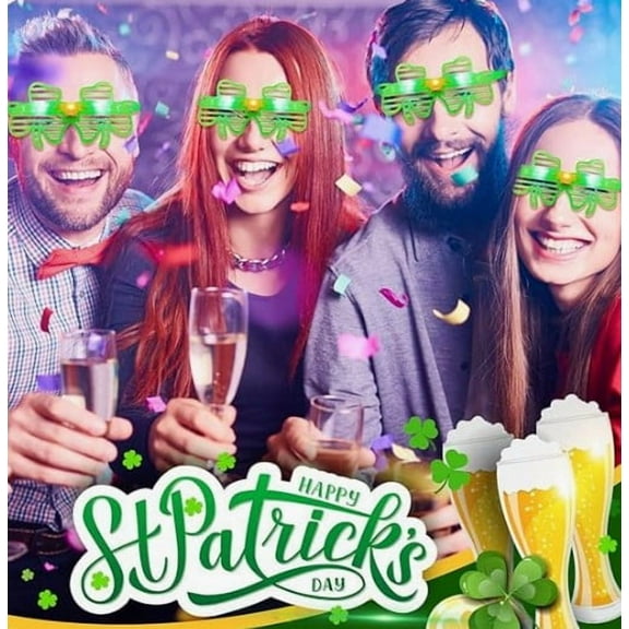 Shamrock Shutter Glasses - 1980's - Green - Light Up - St Patrick's - Costume Accessory