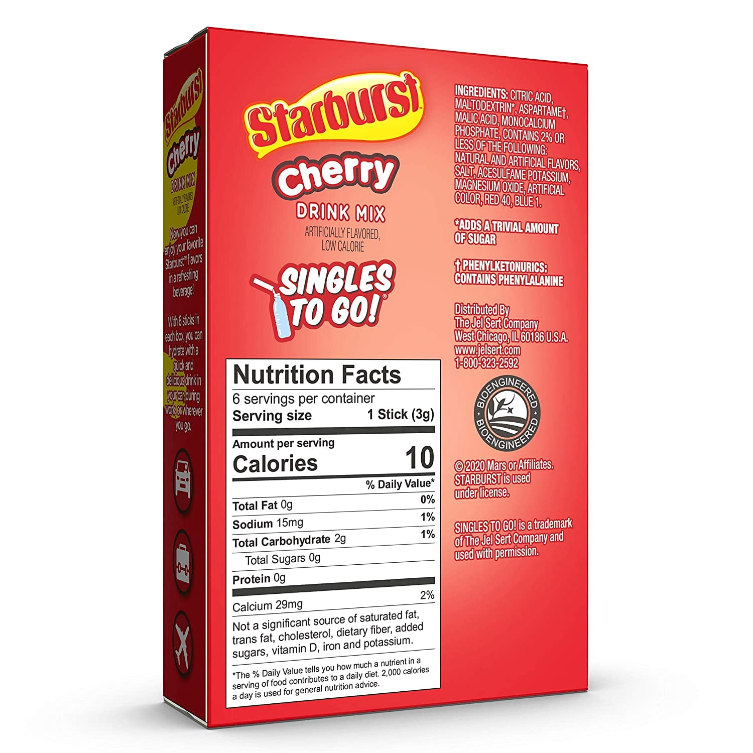 Starburst Singles To Go Powdered Drink Mix & Just Add Water -12 Boxes with 6 Packets Each 72 Total Servings (Sugar Free), Cherry (Pack of 12)