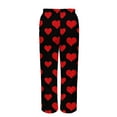 thumbnail image 7 of Simua Women's Valentine's Day Heart Print Flannel Plush Wide Leg Pants - Elastic Waist Side Pocket Casual Trousers S-XXL Festive Lounge & Daily Pants, 7 of 7