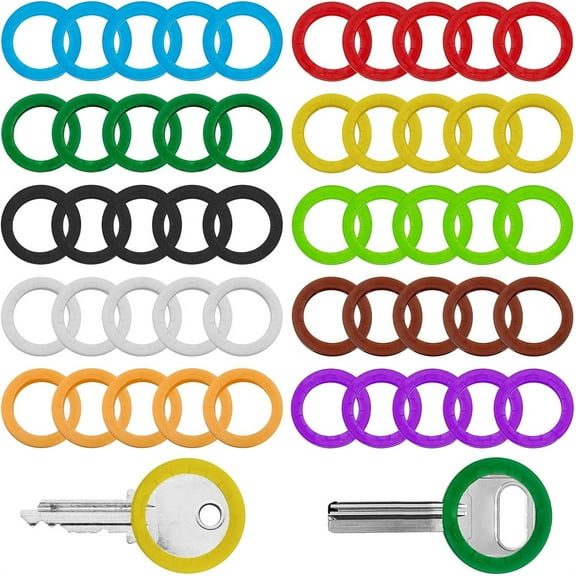 Silicone Round Key Cap Tags,Tutuviw 100 Pcs Assorted Colors Key Identifiers Covers Key Coding Rings Silicone Key Protector Markers Tags Rubber Cover Protector for Standard Flat House Keys