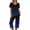 Blue, variant on Women Lounge Set Two Piece Sets for Women Capris Short Sleeve Tee Shirts and High Waisted Trousers Sleep Wear