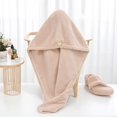 thumbnail image 1 of Double-layer thickened shower cap for women, absorbent and quick-drying, coral fleece hair drying towel, head wrap, 60*40 single layer, brown., 1 of 5
