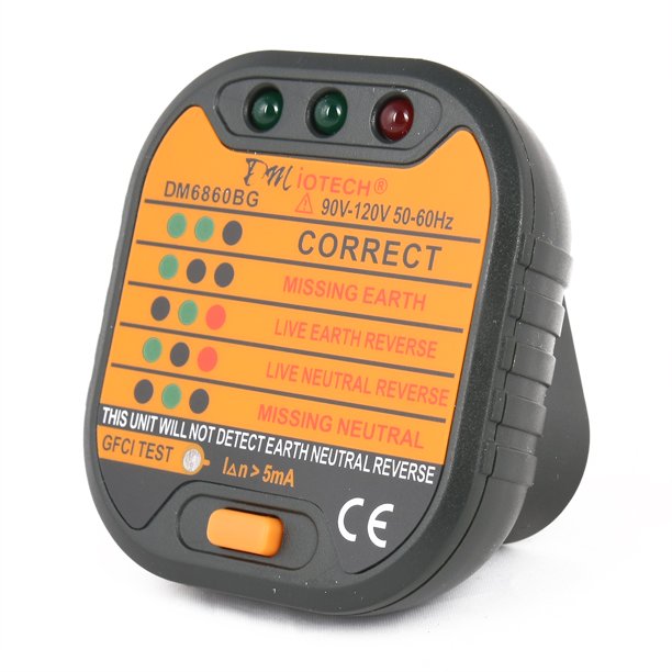 DM6860BG Power Socket Outlet Tester Polarity Checker GFCI Test US Plug 110V 120V