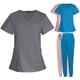 thumbnail image 2 of Traje quirúrgico con escote en V dividido, ropa de hospital para mujeres, ropa de cepillado de manos, ropa de trabajo de enfermera de manga corta elástica con estampado, 2 of 6