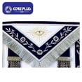 thumbnail image 3 of Past Master Blue Lodge Apron – Navy Blue with Silver Fringe Tassels & Hand Embroidery, Masonic Regalia with Adjustable Belt, 3 of 5
