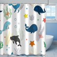 thumbnail image 2 of Kid Tropical Ocean Shower Curtain, Colorful Cute Cartoon Dolphin Starfish Coral Printing Bathroom Curtain Home Decor Waterproof Fabric Machine Washable with 12 Hooks, 2 of 6