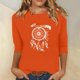 thumbnail image 1 of Heisall Women's Spring Autumn Tops 3/4 Sleeve Round Neck Casual Fashion Blouses Orange Festival Print Shirts, 1 of 4