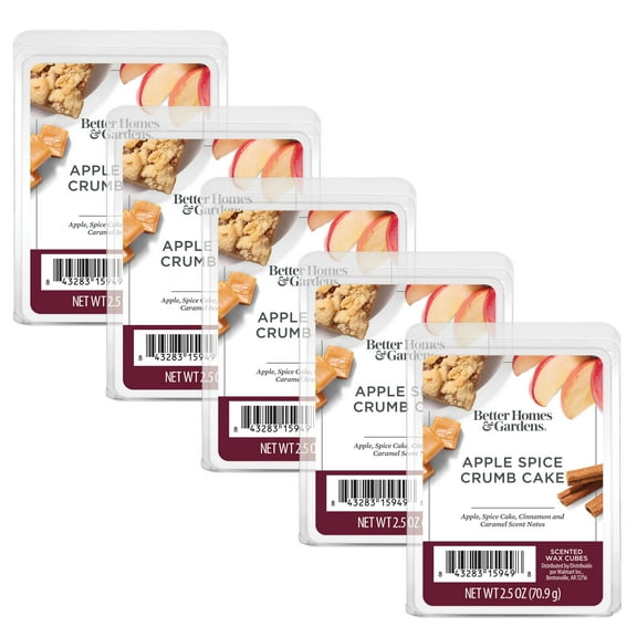 Apple Spice Crumb Cake Scented Wax Melts, Better Homes & Gardens, 2.5 oz (5-Pack)