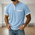 thumbnail image 2 of SDNall Men's Casual Button-Down Shirts, Short Sleeve Color Block Round Neck, Soft Summer Top for Daily Wear, 2 of 6