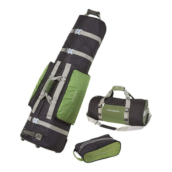 Samsonite Golf Deluxe 3 Piece Travel Set w/ Cover, Shoe Bag & Duffel, Green