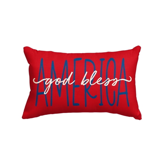 Sm:)e God Bless America 4th of July Patriotic Throw Pillow Cover 12 x 20 Inch Red
