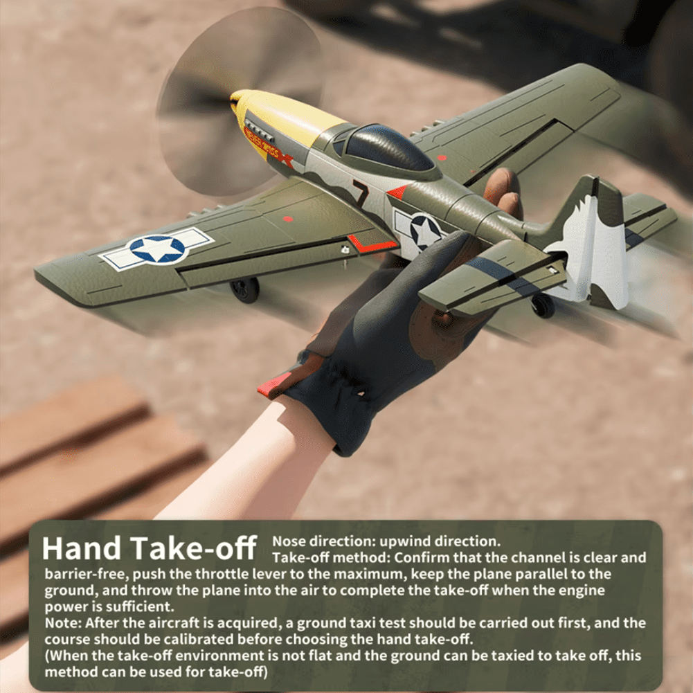 Roofworld RC Plane 4 Channel Remote Control Airplane Ready to Fly P51D Mustang RC Airplane Easy Control for Beginners,Green