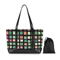 thumbnail image 7 of FORMRS Canvas Laptop Tote Bag for Women with 15.6" Computer Compartments Shoulder Handbag, Green Block Pattern, 7 of 7