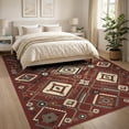 thumbnail image 3 of ODIKA 8'x10' Washable Area Rug Non-Slip Chair-Friendly Mat Boho Interlocking Diamond Grid Design With Classic Corner Motifs for Dining Room, Large Office, Lounge, 3 of 7