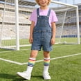 thumbnail image 2 of Bovxnpu Toddler Kids Boys Girls Unisex Solid T Shirt Denim Overalls Socks Short Sleeve Outfit Set, 2 of 8