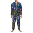thumbnail image 3 of Disketp Cosmic Purple Irises for Pajamas Set Long Sleeve Sleepwear Mens Button Down Nightwear Pj Sets-Large, 3 of 7