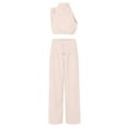thumbnail image 6 of Scyoekwg Womens 2 Piece Sets Summer Outfits Sweatsuits Sets Solid Color Tracksuit Sleeveless Round Neck Tops Wide Leg Pants Trendy Loose Casual Outfits (Beige,XL), 6 of 6