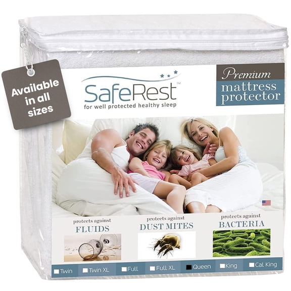SAFEREST WATERPROOF QUEEN SIZE MATTRESS PROTECTOR FITTED WHITE