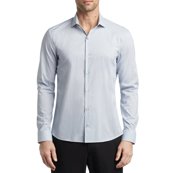 Calvin Klein Men X Extra Slim-Fit Blue Check Wrinkle-Free Dress Shirt Size