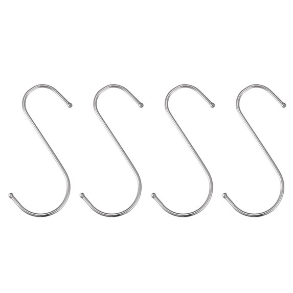 Uxcell S Hooks 4.53inches Stainless Steel Hanger for Hanging, Silver Tone 4Pack