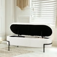 thumbnail image 7 of White Storage Ottoman Bench with Metal Stand, Upholstered Stool with Large Storage Space, Modern Storage Bench for Living Room/Bedroom/End of Bed/Entryway/Bed Side, 45.3''L, 7 of 7