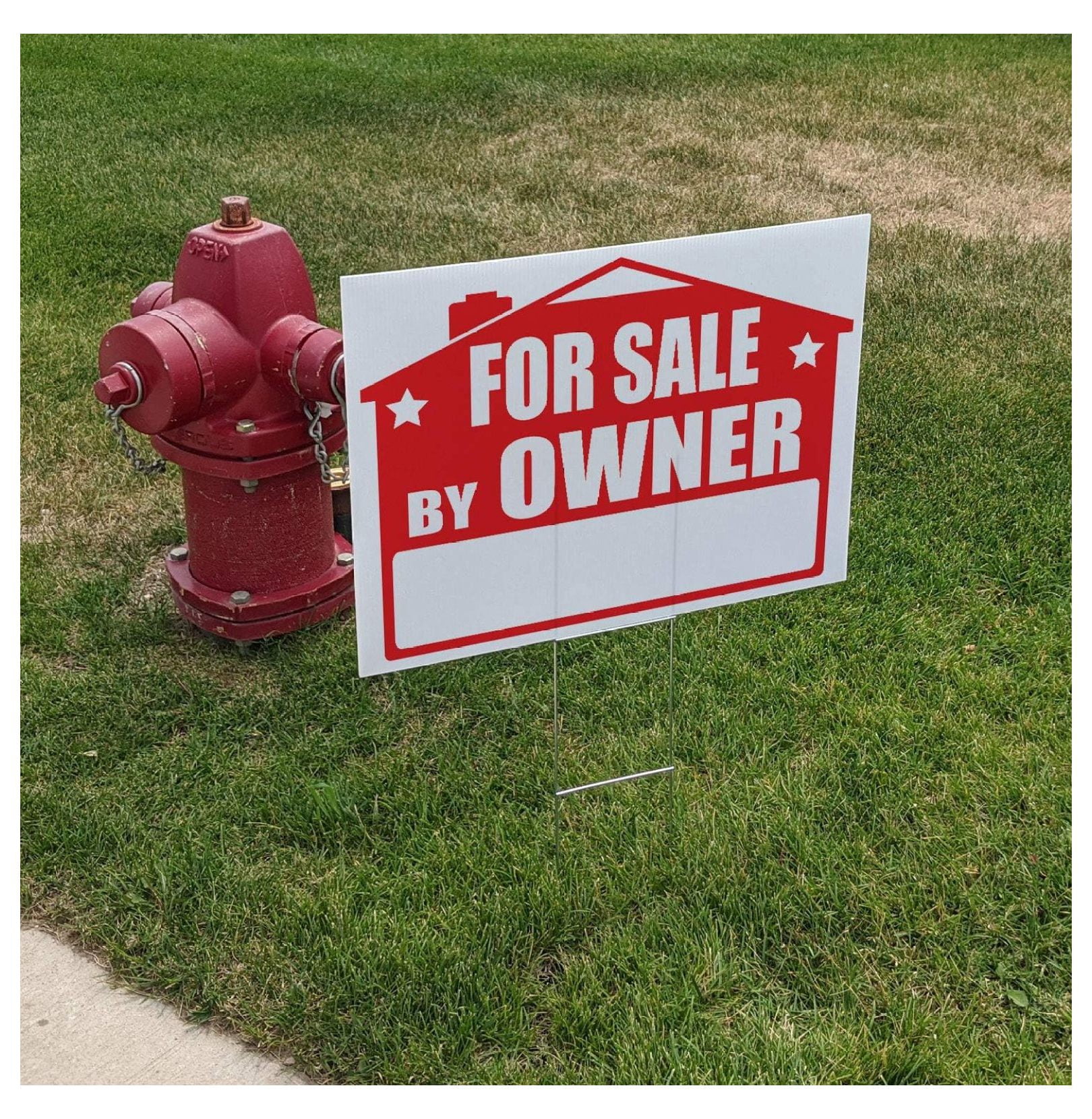 VSE | "For Sale By Owner" Lawn Sign Kit | 24 x 18 Inch (10 Signs) | Includes H-Stake and FREE Blue Arrow Stickers