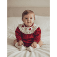 thumbnail image 3 of BemeyourBBs Valentines Day Baby Girls Outfit Smocked Bubble Rompers Long Sleeve Lover Heart Embroidery Bodysuit Spring Clothes, 3 of 9