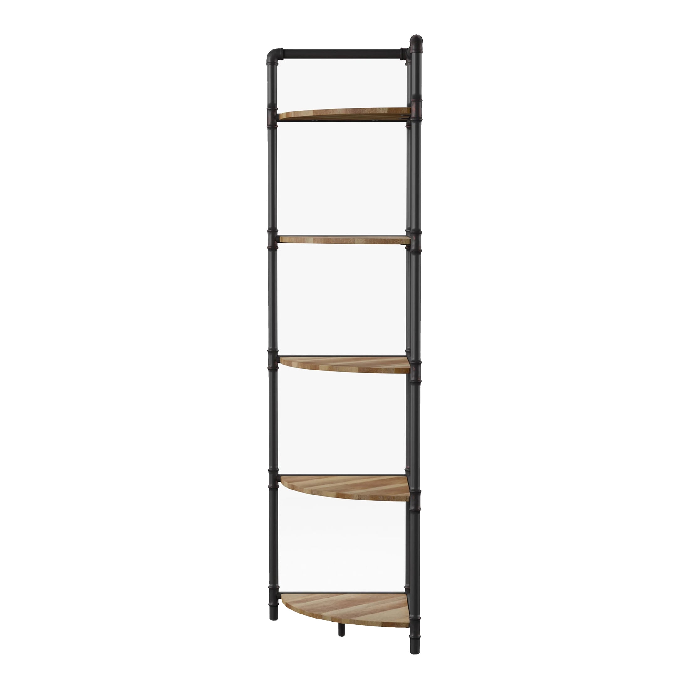 Furniture of America Talian 5-Tier Corner Bookcase, Sand Black