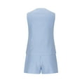 thumbnail image 6 of CheerKidz Women's Summer 2 Piece Outfits Sleeveless Tank Top Matching Shorts Sets V Neck Palid Sweatsuits Vacation Beach (Blue,M), 6 of 9
