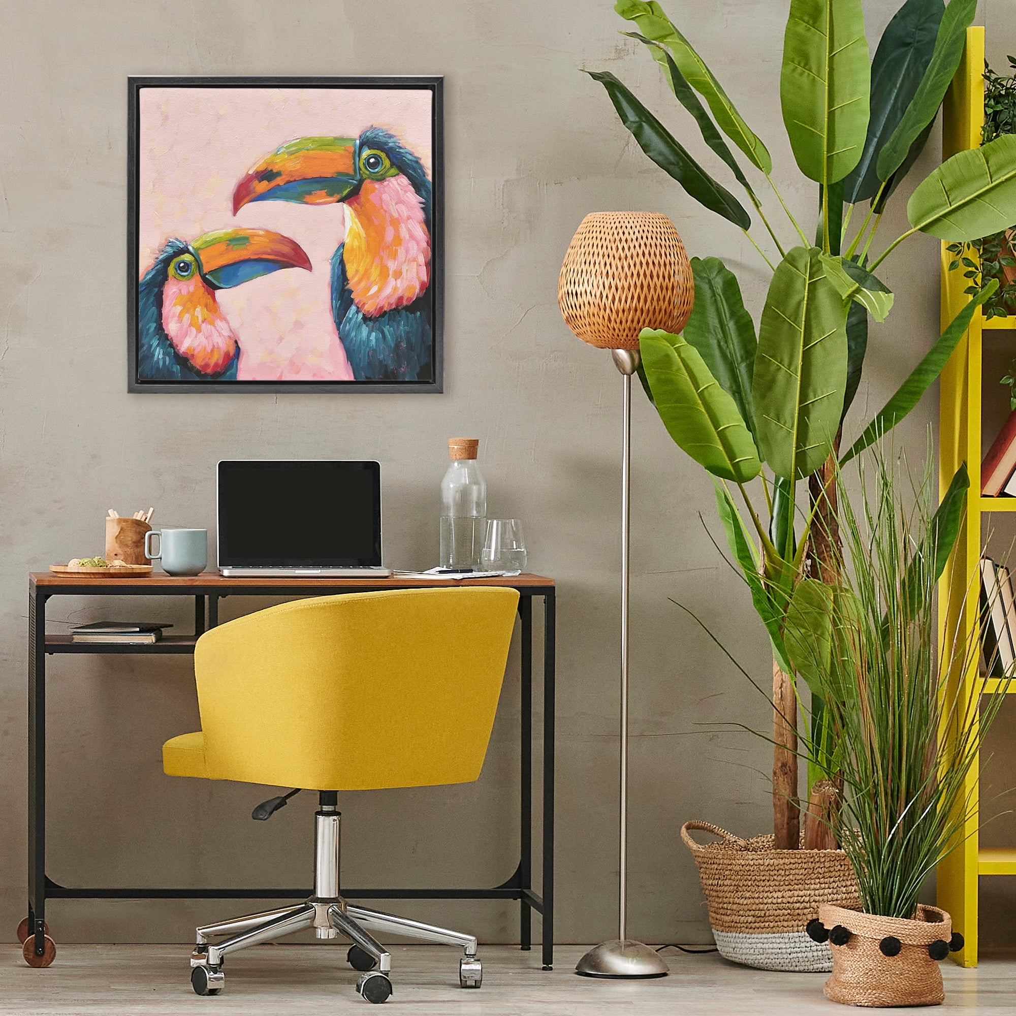 Stupell Industries Tropical Toucan Paradise Black Framed Floater Canvas Wall Art, design by Lucia Stewart