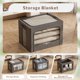 thumbnail image 3 of Paquete De 3 Contenedores De Almacenamiento De Ropa, Caja De Almacenamiento Plegable Con Marco De Metal, Organizador Apilable De Tela De Lino Con Asas De Transporte Y Ventana Transparente (Gris Oscuro, 3 of 5