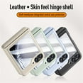 thumbnail image 5 of ELEHOLD for Samsung Galaxy Z Flip 6 Leather Case with Built-in Screen Protector Hinge Protection, Slim Fit Premium Leather Non-Slip Shockproof Protective Cover for Samsung Z Flip 6, Titanium, 5 of 8