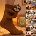 thumbnail image 5 of 3D Animal Hugging Crew Socks, Knit Warm Non-Slip Floor Socks with Plush Doll Decor, Small Size 7.09 Inch (1 Pair), 5 of 5