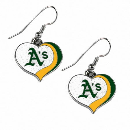 MLB Glitter Heart Earrings Dangle Charm Team Logo PICK YOUR TEAM w/Gift Box
