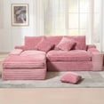 thumbnail image 4 of GNIXUU 98.8” Modular Sectional Sofa, Cloud Boneless Couch with Deep Seat Chaise, Comfy Corduroy L-Shape Convertible Modern Sponge Compression Sofas for Living Room,Bedroom,Office,Pink, 4 of 7