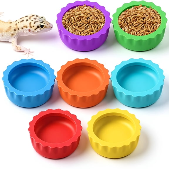 ACDANC 7 Pack Crested Gecko Food Dish and Water Bowl Small Reptile Feeding Cups Reusable Hermit Crab Food Dish & Corner Food Dishes Gecko Water Bowl