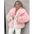 thumbnail image 4 of Women'S Faux Fur Coat Faux Fur Jacket Long Sleeve Lapel Winter Jackets Parka Short Coat Pink L, 4 of 9