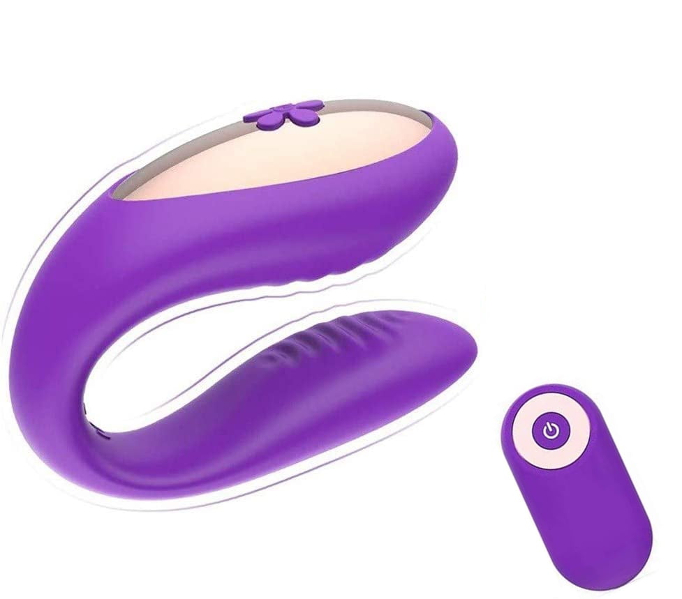 Couple Vibrator, U Shape Wireless Multi Vibration Modes with Remote Control Soft Silicone Clitoris G-spot Stimulating Female Sex Adult Toys for Women Her Couples Play Vibrators