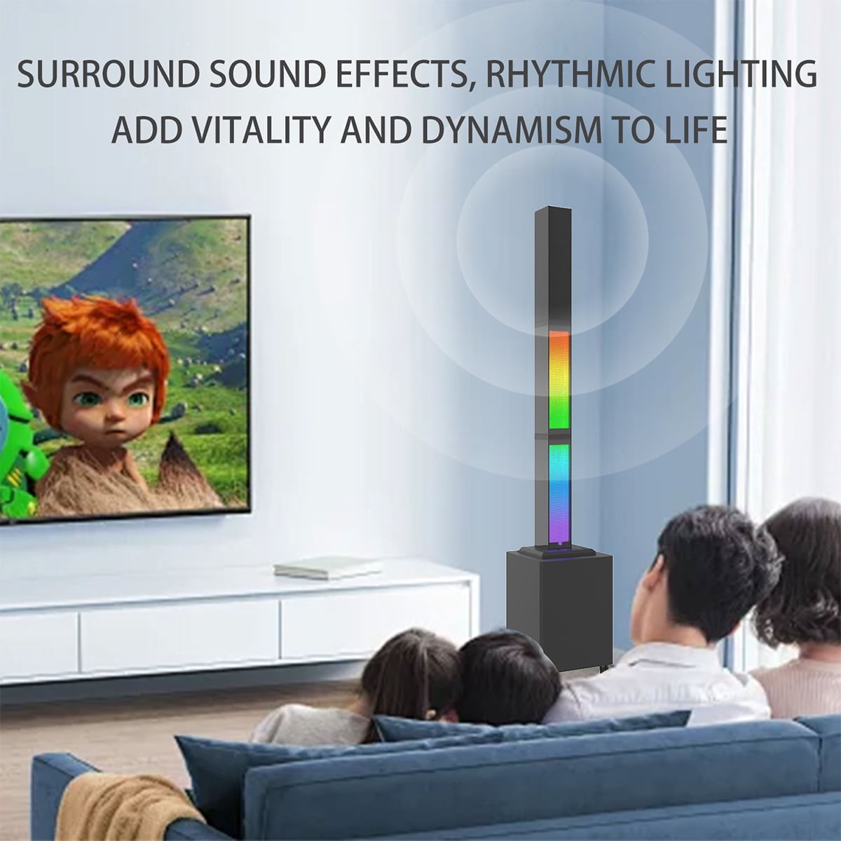 CURUK Bluetooth Surround Sound Speaker System 30W Subwoofer, 2* 15W Tweeter Detachable RGB Lights with Remote,  for Home Theater, TV, PC, K-Song, USB/AUX/TWS