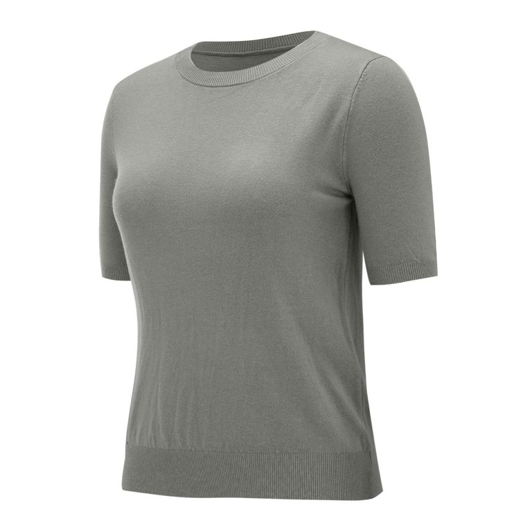Women's Short Sleeve Crewneck Sweater 100% Pure Merino Wool Tee