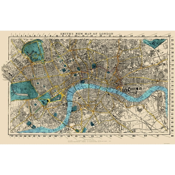 Historic Map - London England - Smith 1860 - 23 x 35.34 - Vintage Wall Art