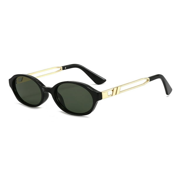 Gafas de sol ovaladas retro para hombre y mujer, montura redonda estrecha