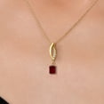 thumbnail image 3 of Gem Stone King 14K Yellow Gold Red Garnet and Lab Grown Diamond Pendant Necklace for Women | 0.83 Cttw | Gemstone January Birthstone | Emerald Cut 6X4MM | With 18 inch Chain, 3 of 6