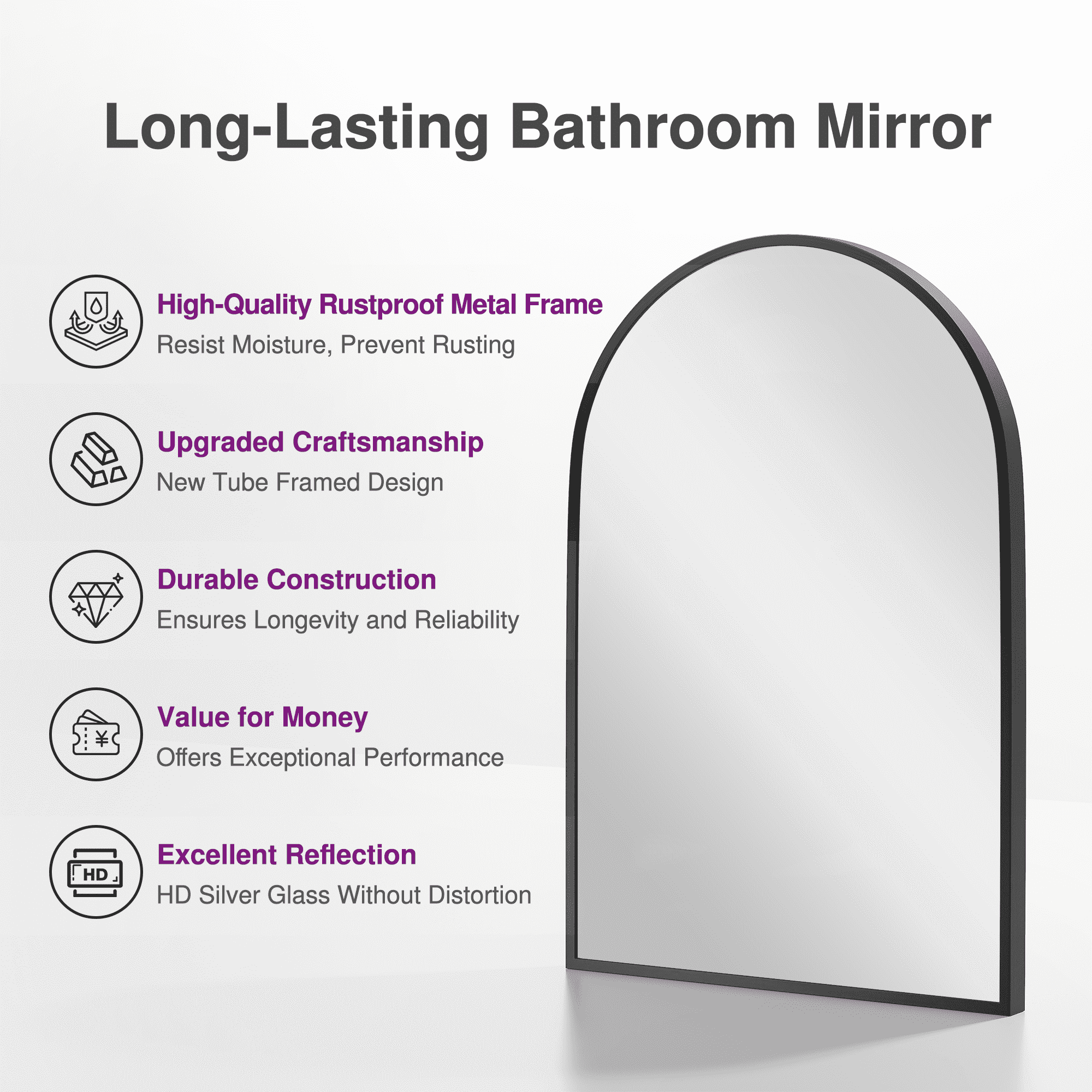 MAYEERTY 36x24 Wall Mounted Vanity Mirror Modern Bathroom Vanity Mirror for Bedroom