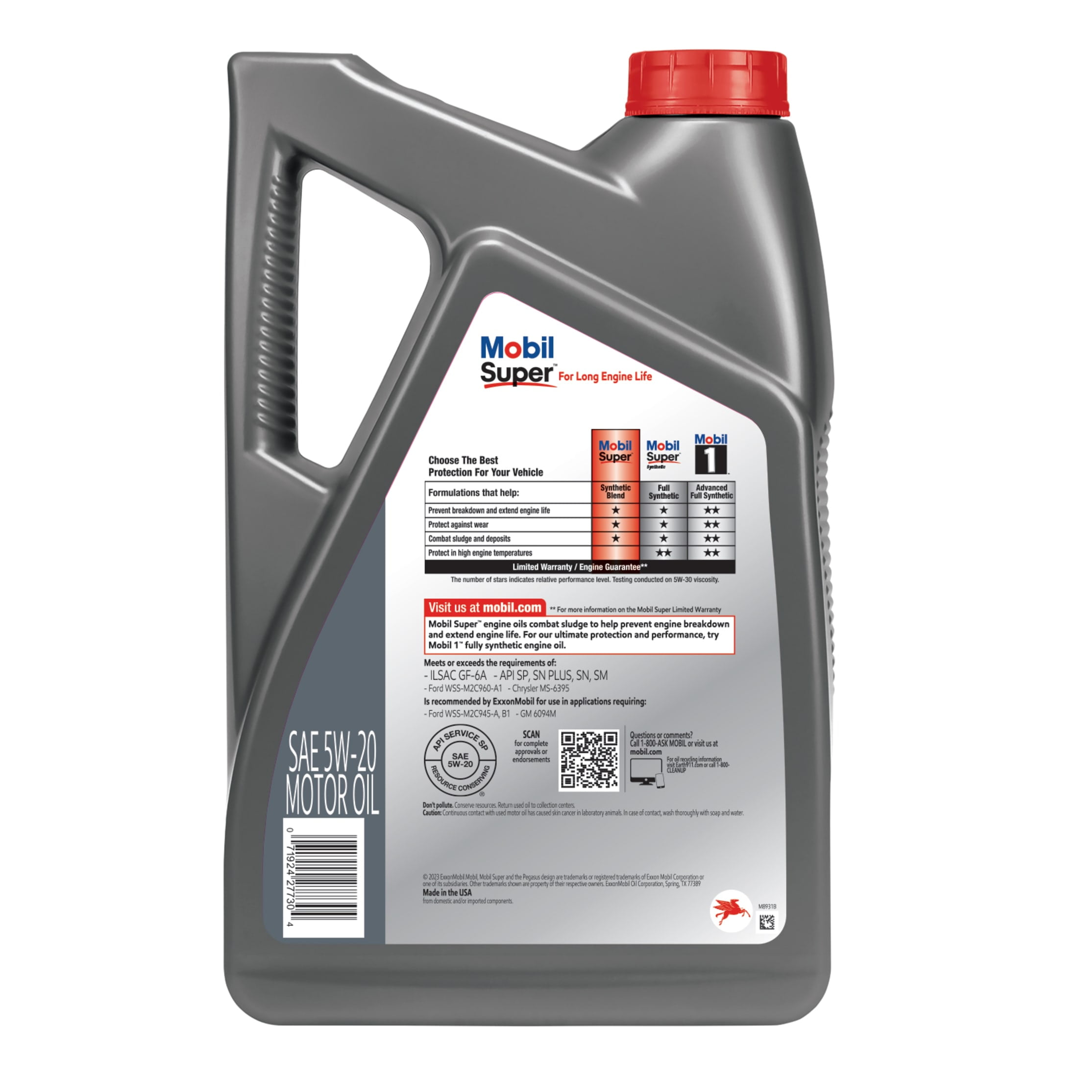 Mobil Super Synthetic Blend Motor Oil 5W-20, 5 Quart, High Mileage