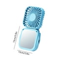 thumbnail image 3 of Qocolhg Small Desktop Fan with Makeup Mirror, Portable Handheld Fan, 3 Wind Speed Rechargeable Mini Personal Fans, Lightweight Hanging Neck Fan, Travel Essentials Gifts for Women Girls Blue, 3 of 6