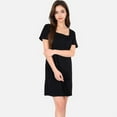 thumbnail image 5 of Women's Square Neck Short Sleeve Shift Dress with Front Pockets - Medium, Black, 5 of 6
