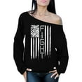 thumbnail image 1 of Awkward Styles Women's Brain Cancer Graphic Off Shoulder Tops Oversized Sweatshirt Distressed American Flag Fight Gray Ribbon, 1 of 4