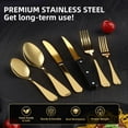 thumbnail image 4 of TINANA Silverware Sets, 24 PCS Flatware Set for 4, Premium Stainless Steel Cutlery Utensil Set with Steak Knives Mirror Polished Forks and Spoons, Dishwasher Safe, Gold, 4 of 7